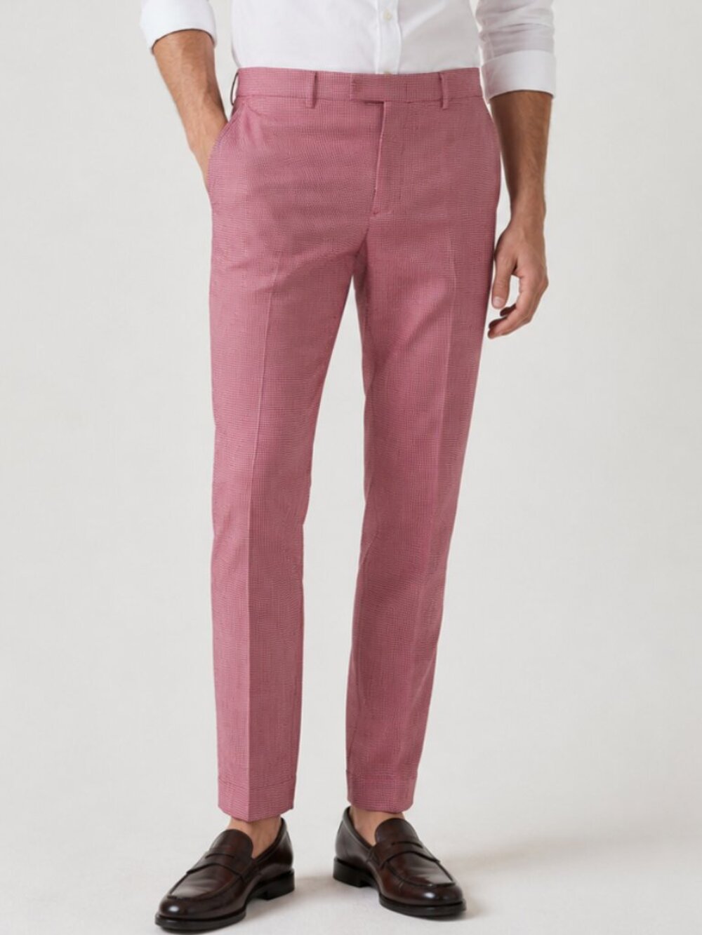 MSGM Milano Red Houndstooth Trouser Pants Wool Blend NWT - US Size 38/XL
